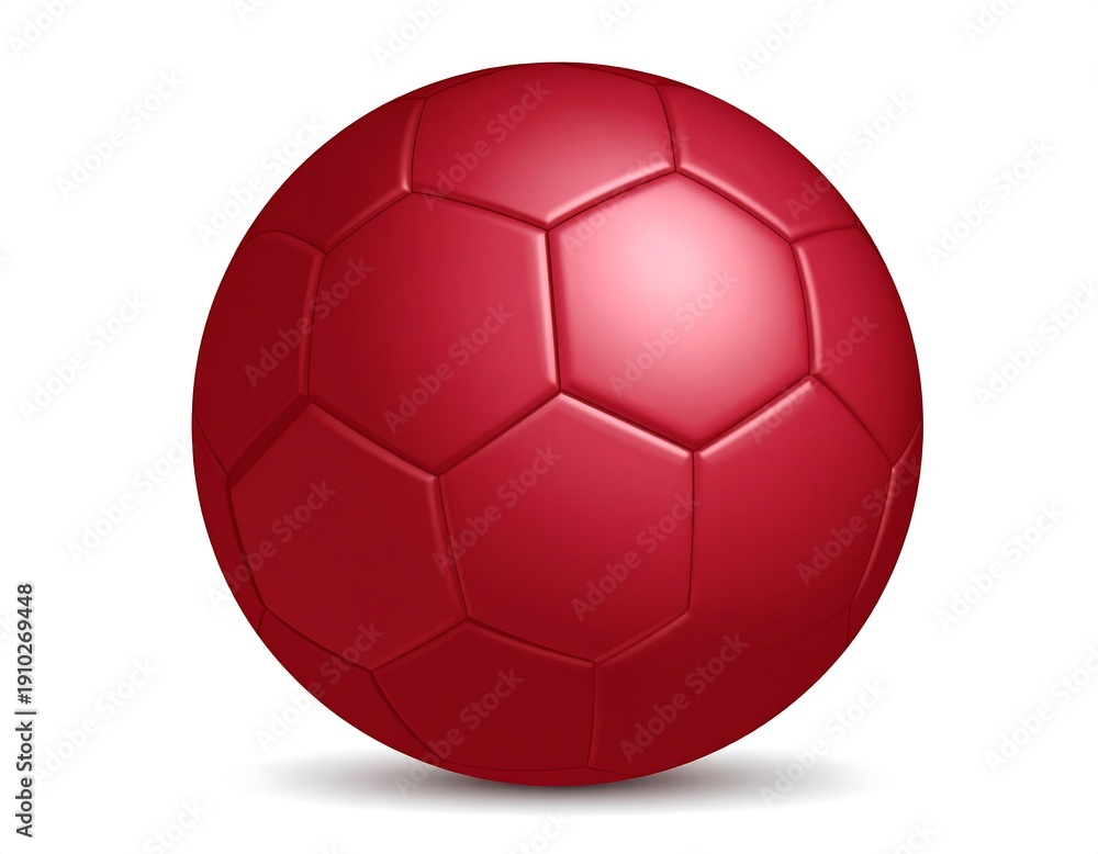Fototapeta premium Glossy red ball with pentagonal/hexagonal panels and slight shadow