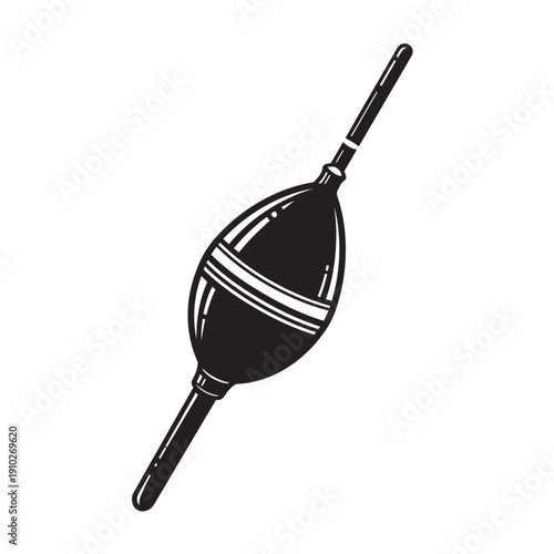 Black fishing hook and sinker silhouette illustration, simple monochrome outdoor and angling design.