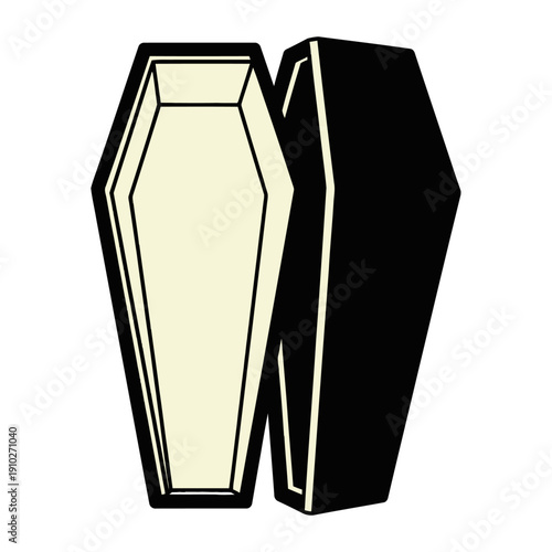 Black and White Coffin Illustration Design.