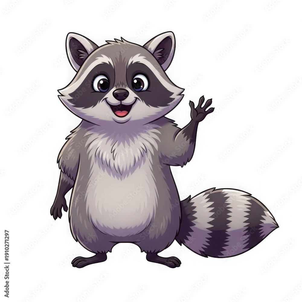 Obraz premium Greeting raccoon isolated on transparent background