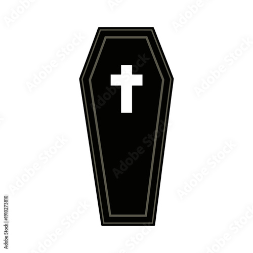 Black Coffin with White Cross Symbol.