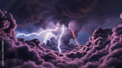 Wallpaper Mural Dramatic Lightning Storm With Purple Clouds And Bright Flashes In The Sky Torontodigital.ca