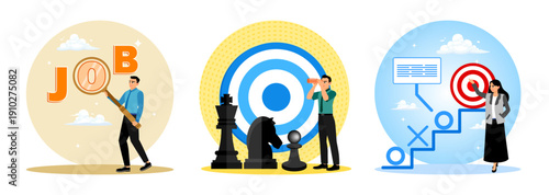 An employee looking for jobs, leadership, businesswoman plan strategies to achieve business targets.