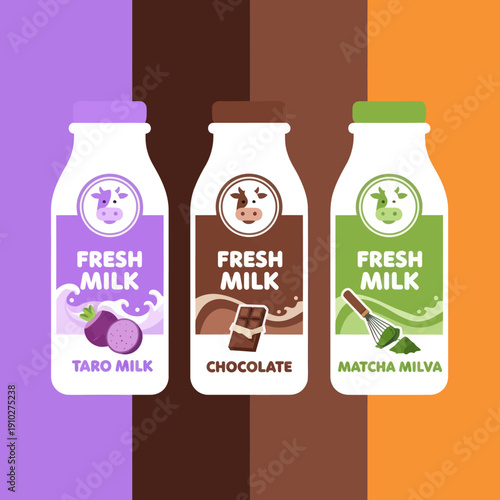 Three Bottles of Flavored Milk Products.