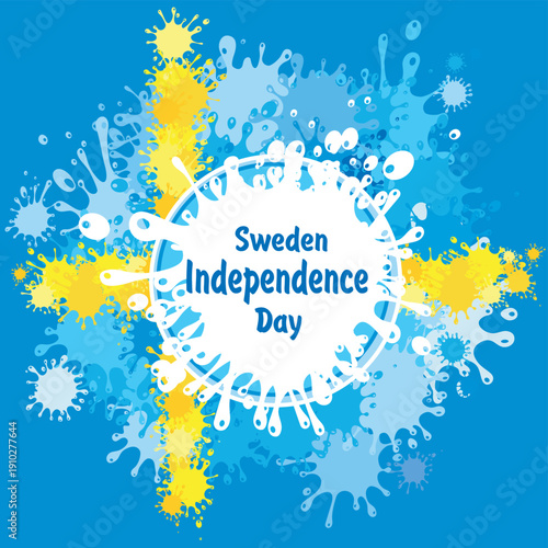 Celebration background for  Sweden Independence Day with text, colorful blots and place for your text. vector illustration 