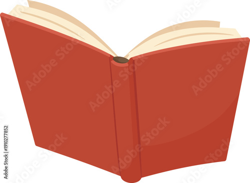 Open red book illustration isolated on white background, vector library or education icon