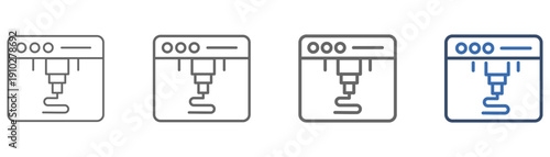 
outline icon set bioprinter with organ tissue making machine design