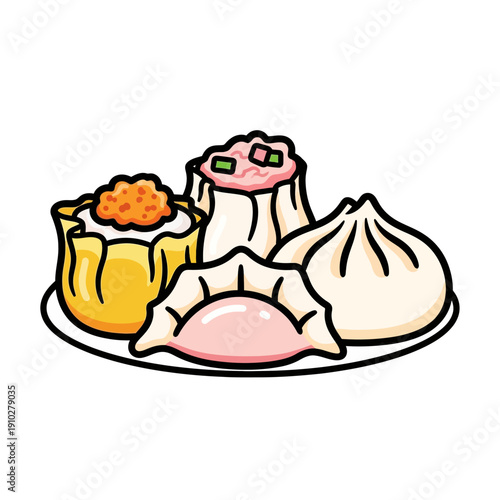illustration of a dimsum food