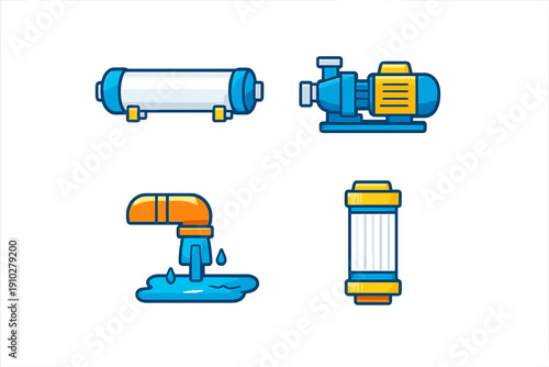 Water system components icons