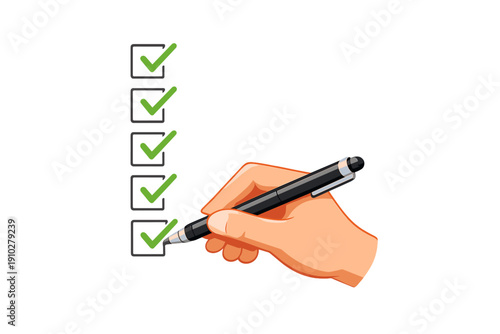 Hand checking off items on a checklist