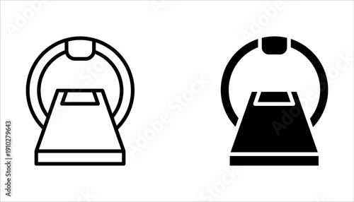 MRI and CT Scanner icon set, Tomography line icon on white background
