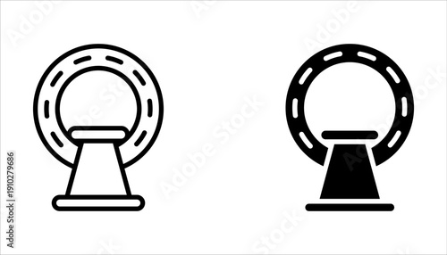 MRI and CT Scanner icon set, Tomography line icon on white background