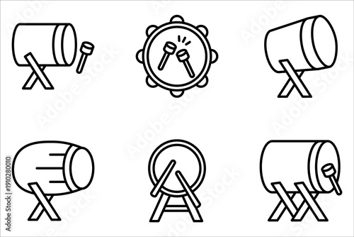 bedug drum icon set for Muslim and Ramadan concept on white background
