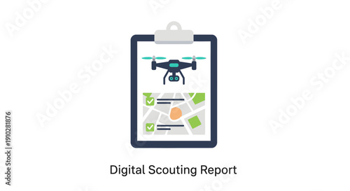 Digital Scouting Report Icon for Drone Aerial Surveying, Location Planning, and Business Site Inspection Data Management