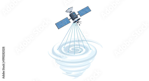 Weather Satellite Tracking Hurricane or Cyclone Storm. Remote Sensing and Climate Change Monitoring System Illustration.