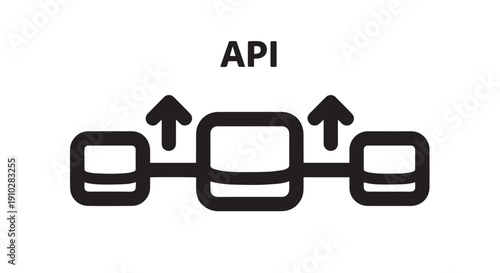 Simple black and white icon illustrating the concept of an application programming interface data flow connection