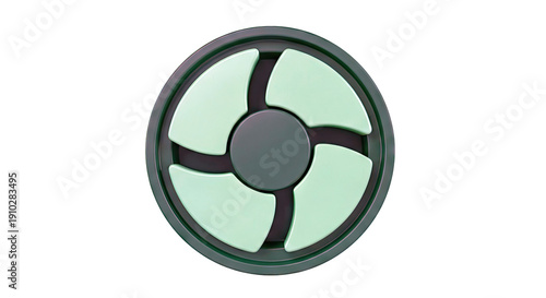 Green circular object with segmented sections