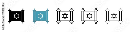 Fotografija Scroll Torah black liner icon collection in Flat and Outline Style Isolated on White Background
