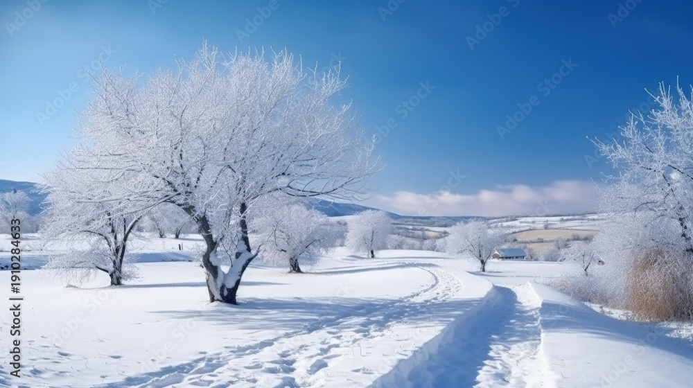 Fototapeta premium Winter nature. Illustration AI Generative