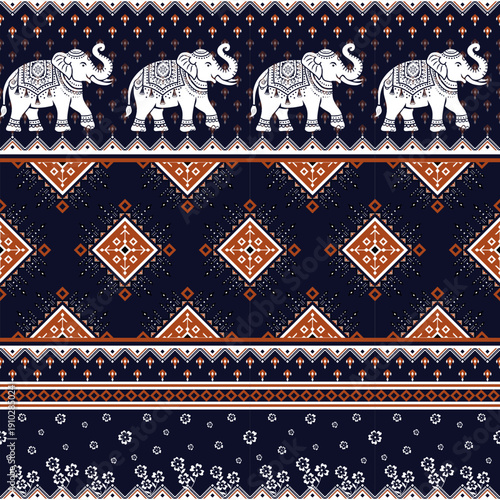 Geometric elephant pattern, applied Thai graphic style.