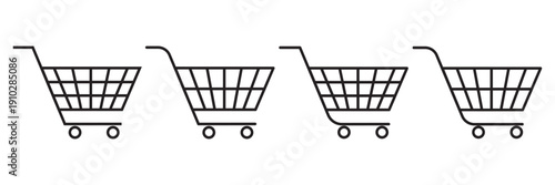 Diverse Shopping Cart Icons Representing Retail and ECommerce Choices and Options for Consumers and Businesses.