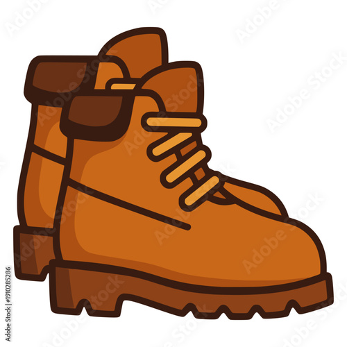 hiking shoes safety equipment outdoor activity flat color vector illustration template design