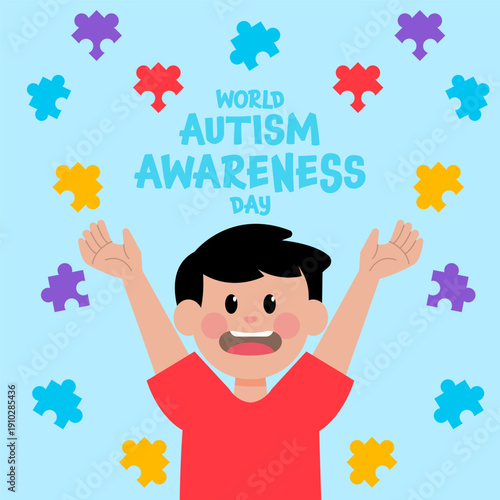 illustration for world autism awareness day in flat design