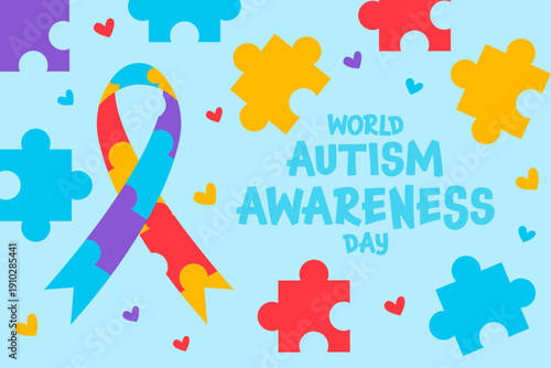 world autism awareness day background illustration in flat design