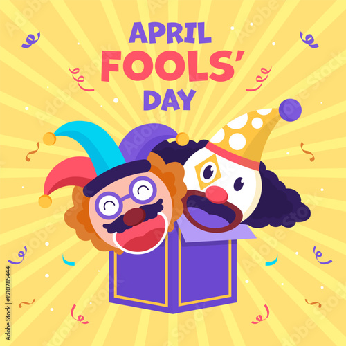 flat design illustration for happy april fools day