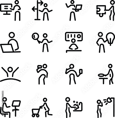 Set of Daily Work Line Style Icons 
