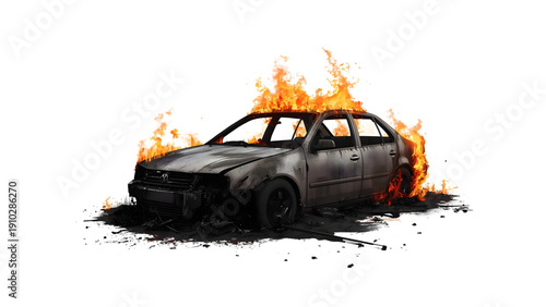 vector illustration of a vintage 4x4 vehicle on fire
