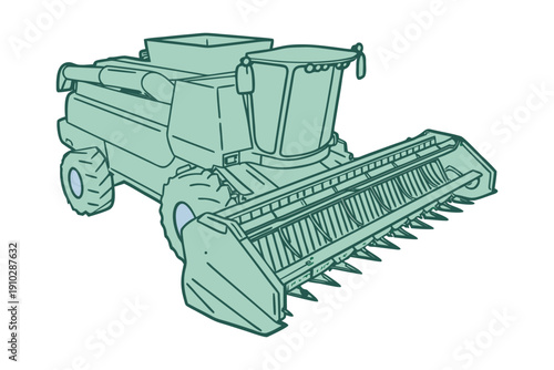 Modern Combine Harvester Agricultural Machine Vector Illustration.