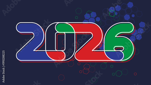 Futuristic soccer background with abstract geometric patterns and dynamic lines, Football tournament championship 2026, Vector illustration, Flat design.