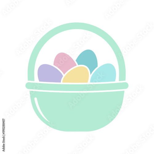 Colorful Easter Eggs in Basket Illustration.