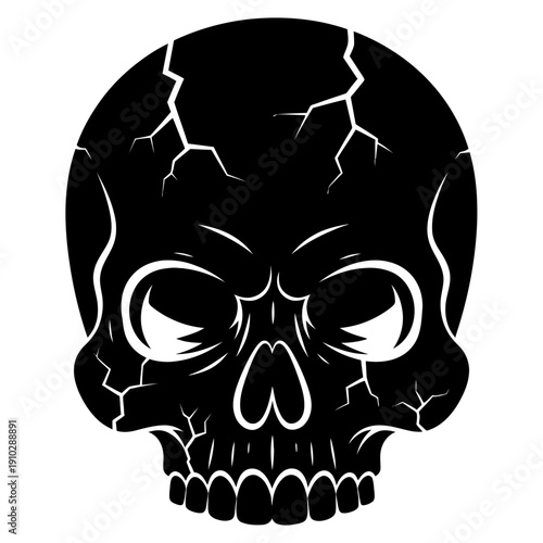 Cracked Black Skull with White Highlights.