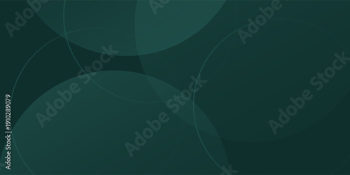 A dark green background with smooth, overlapping circles. The background is green with a gradient texture, creating a modern, abstract style. Minimal abstract circles vector gradient background