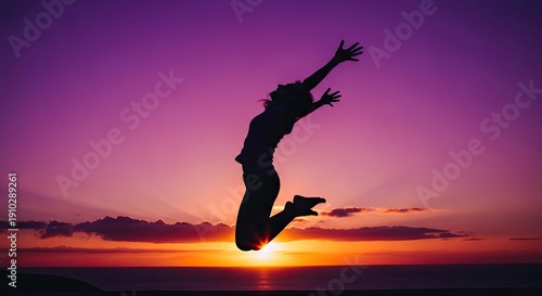 Silhouette of a woman jumping at sunset over ocean international women's day background download 2026 2027