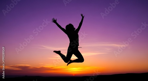 Wallpaper Mural Silhouette of a woman jumping with arms raised at sunset international women's day background download 2026 2027 Torontodigital.ca