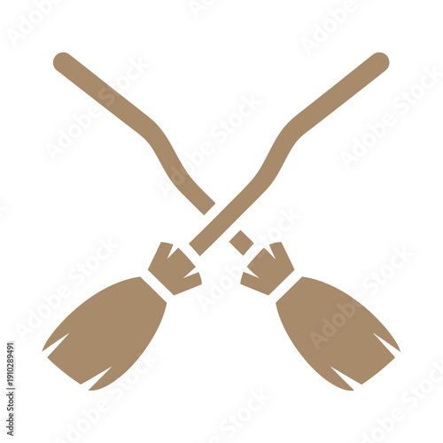 Crossed Broomsticks Illustration Simple Design.