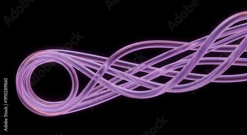 Wallpaper Mural Abstract purple glowing twisted glass tubes forming elegant loop design against black background for modern technology Torontodigital.ca