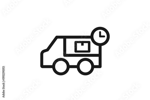 出荷準備の時間を表すトラック線画アイコン