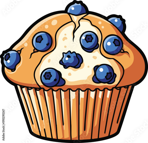 Delicious Blueberry Muffin Freshly Baked Pastry Treat.
