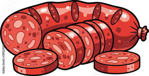 Delicious Sliced Salami Sausage Ready to Eat.