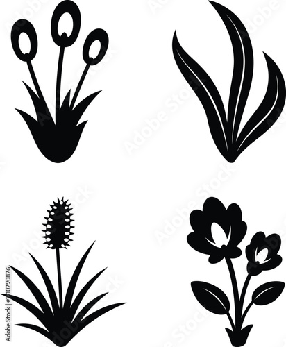 Ethereal bioluminescent plants glowing softly in a mysterious dark forest setting.