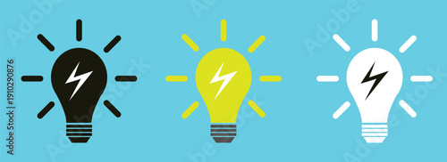 Light bulb symbol with a lightning bolt inside.