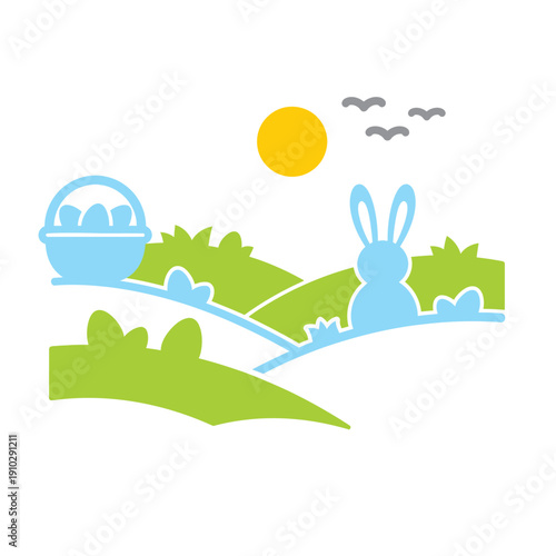 Easter Bunny Silhouette with Easter Eggs.