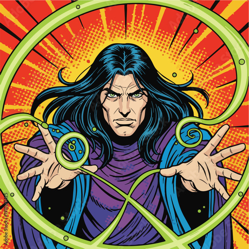 Dark Wizard Casting Magic Spell Illustration Artwork
