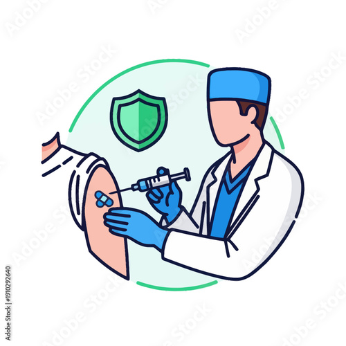 Doctor giving vaccine injection to patient for health protection