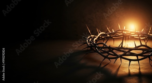 Crown of thorns illuminated on a dark background - Good Friday