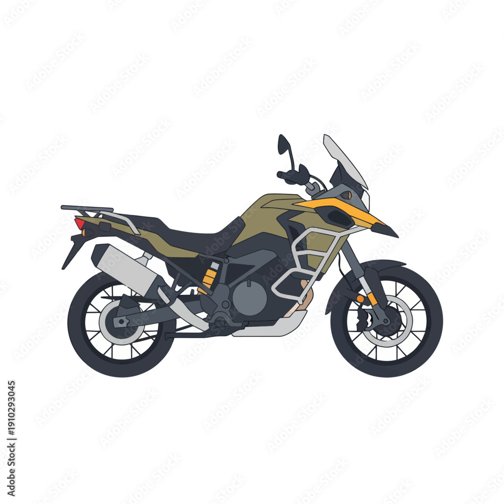 Fototapeta premium Flat design adventure touring motorcycle isolated on white background